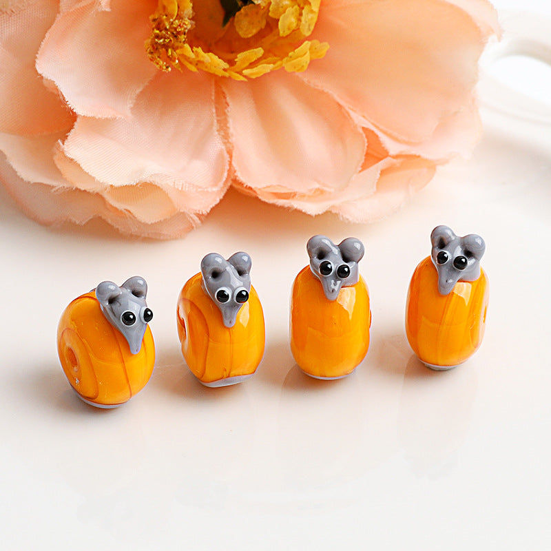 Floral Pattern Glass Beads 19mm Decorative Round 10pcs 4