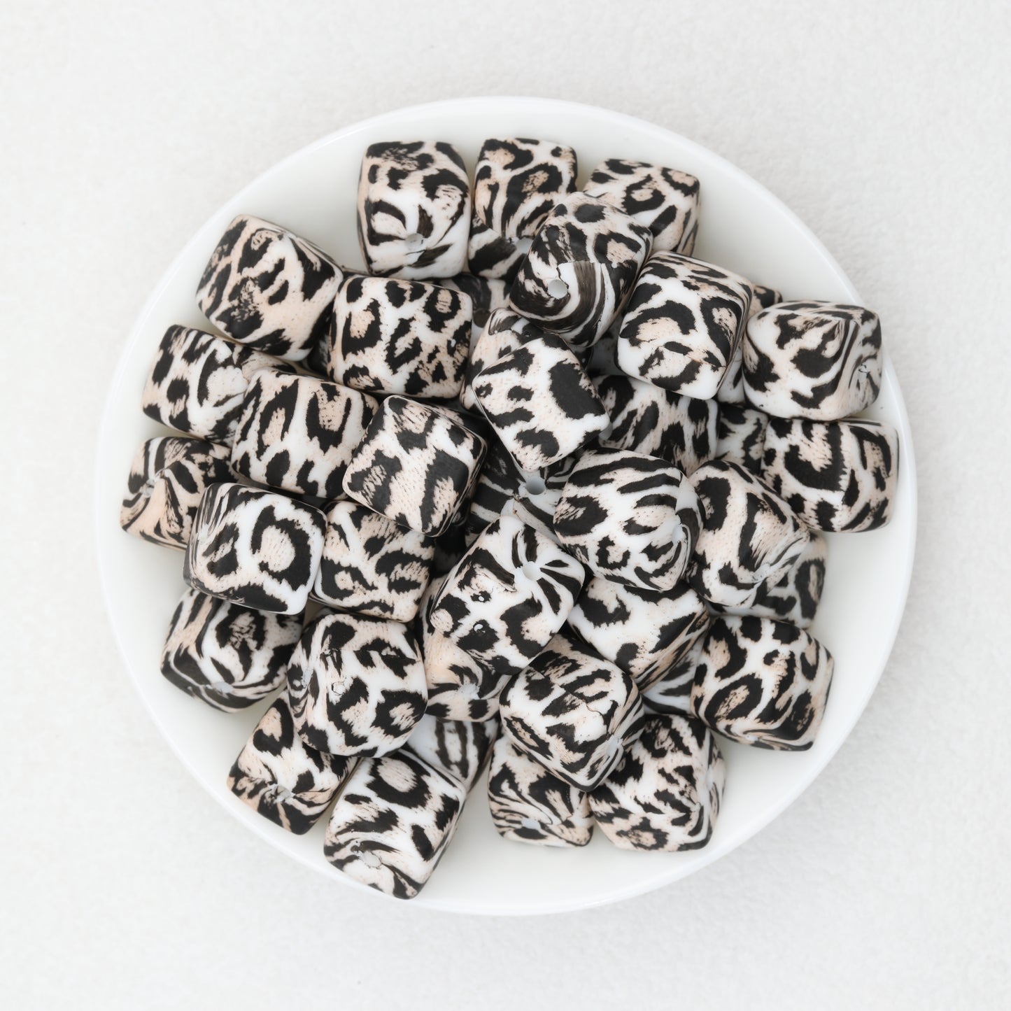 13.5mm Square Leopard Print Silicone Beads 50pcs 8
