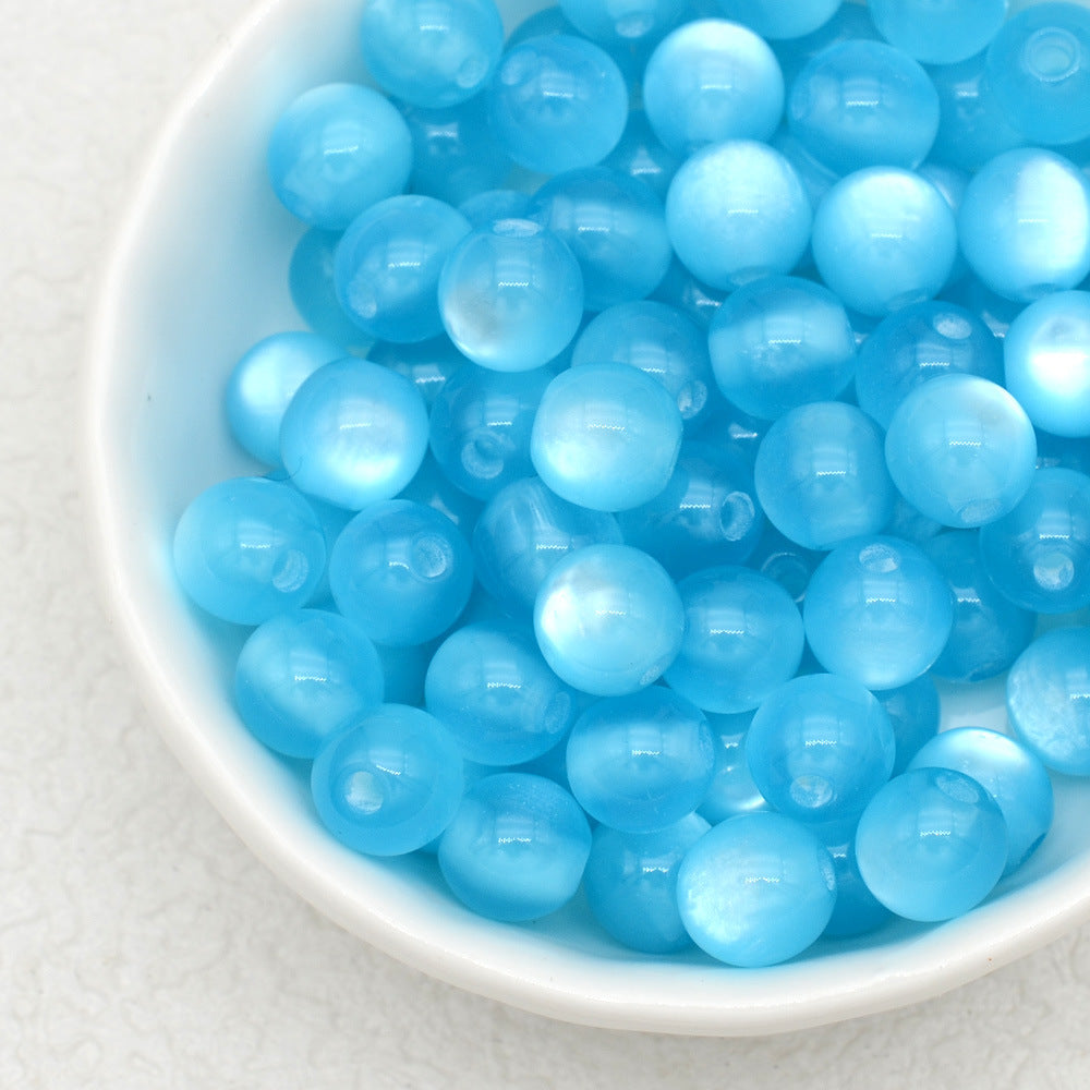 Jelly Color Imitation Cat Eye Resin Round Beads 8mm 10mm 100pcs 10
