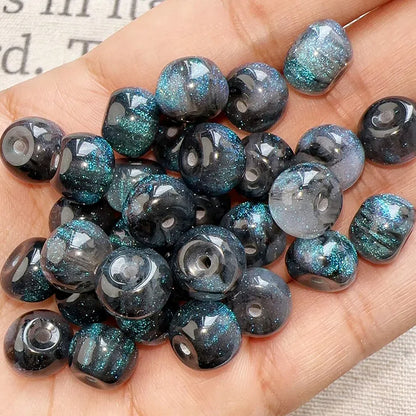 Glitter Powder Apple Resin Beads 8mm Sparkling Colors 30pcs 13