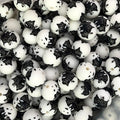 15mm Silicone Beads Black Bat Print Halloween 50pcs
