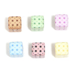 Colored Cube Acrylic Beads 14mm Printed Rose Pattern 10pcs 5