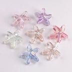 Plating Transparent Starfish Acrylic Beads 19mm Assorted Colors 100pcs