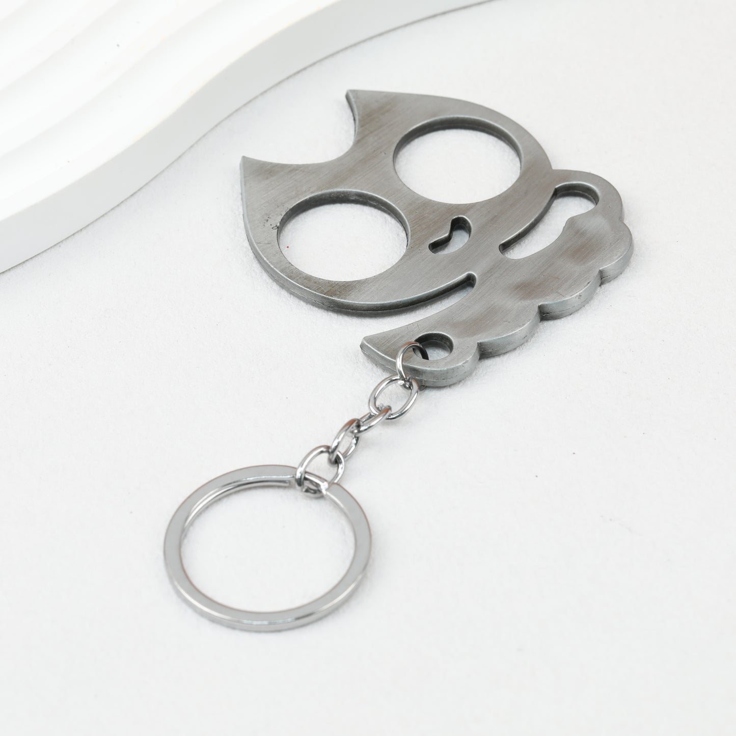 Cat Shaped Self Defense Keychain Survival Finger Clasp Compact