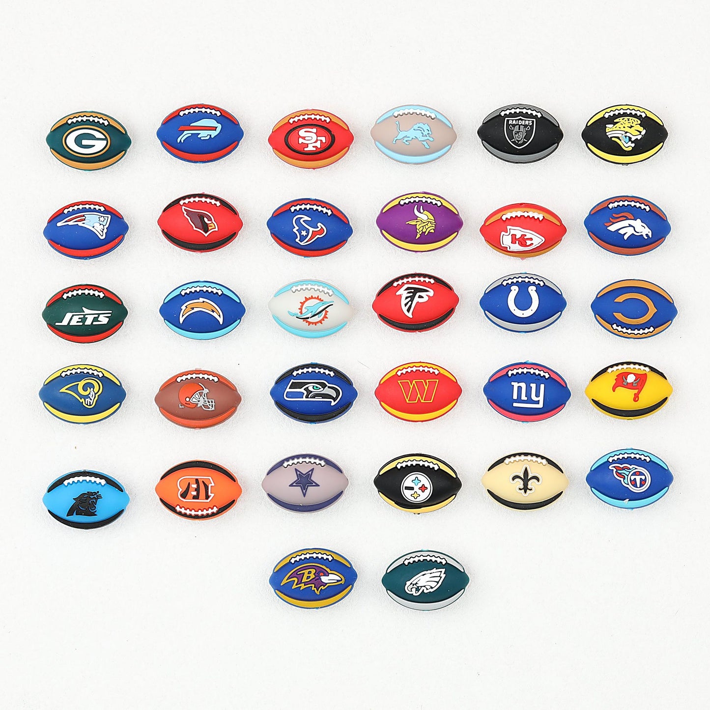 Silicone 3D NFL Focal Beads  20 pcs