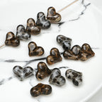 Transparent Leopard Print Peach Heart Acrylic Beads 22mm 50pcs 2