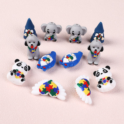 Silicone 3D Focal Beads Autism Pet Love Puzzle Pattern Puppies Panda 4