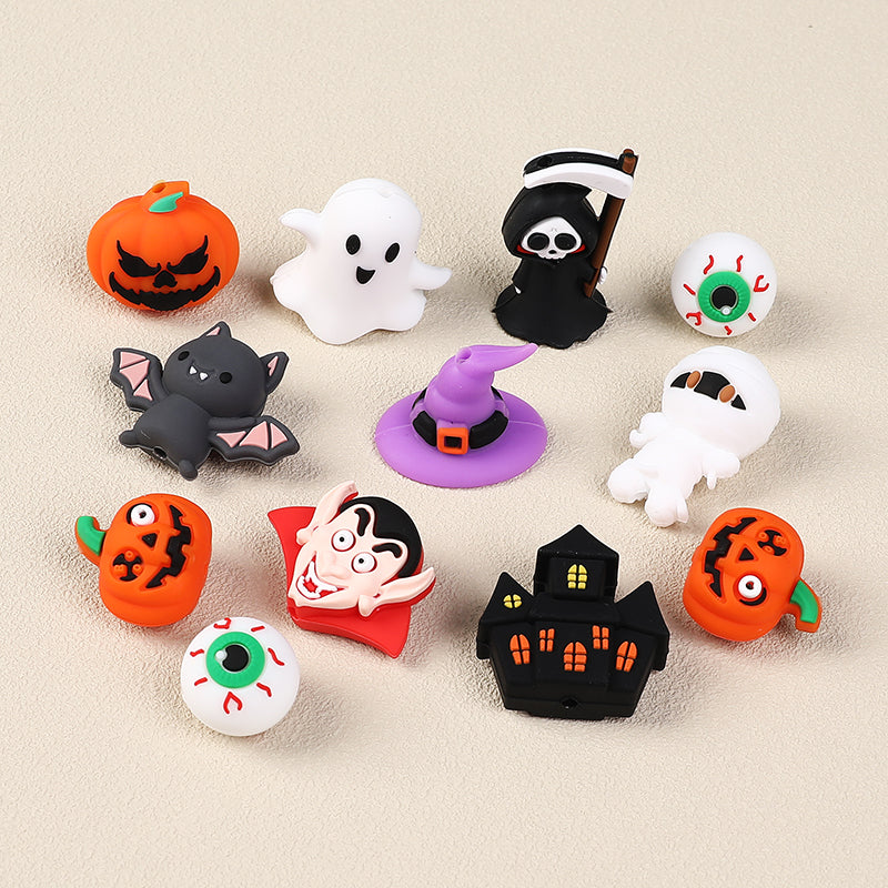 Silicone 3D Focal Beads Halloween Pumpkin Ghost Haunted House 20pcs 3