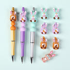 Silicone 3D Focal Beads Easter Bunny Wearing Glasses 20pcs 9