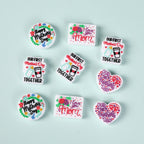 Silicone Focal Beads Mother Day Circle Badge Smiling Face 20pcs
