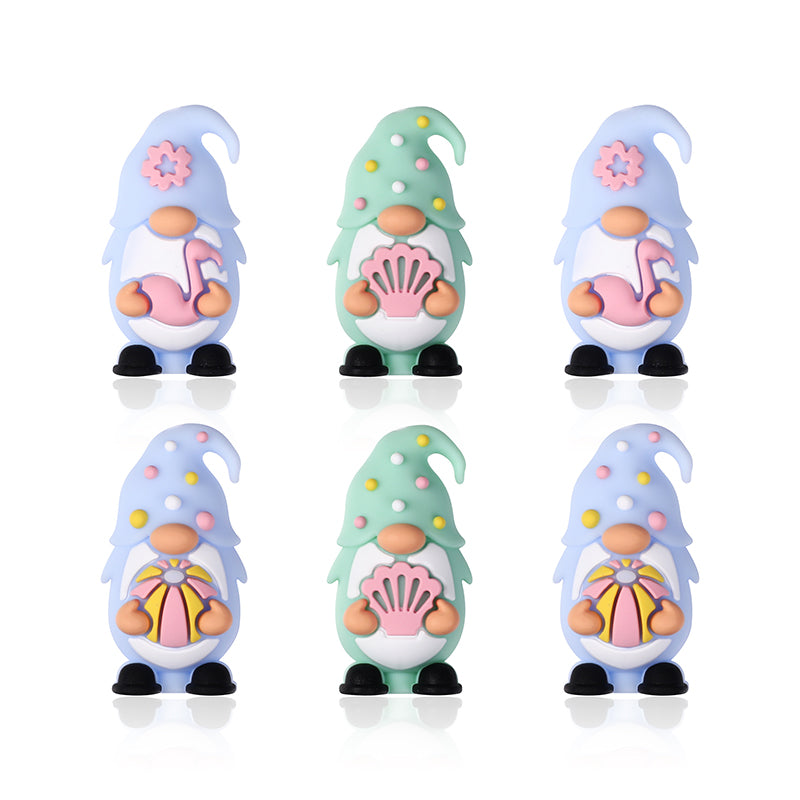 Silicone 3D Focal Beads Summer Dwarf Holding Flamingo 9