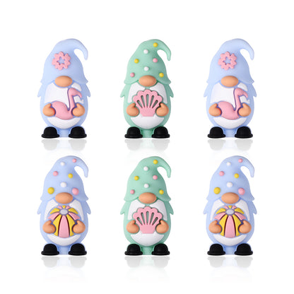 Silicone 3D Focal Beads Summer Dwarf Holding Flamingo 9