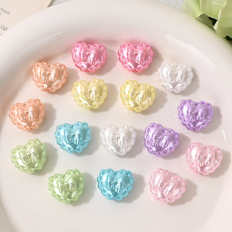 Glossy Heart Bow Acrylic Beads 16mm Approximately 100 Pcs 3