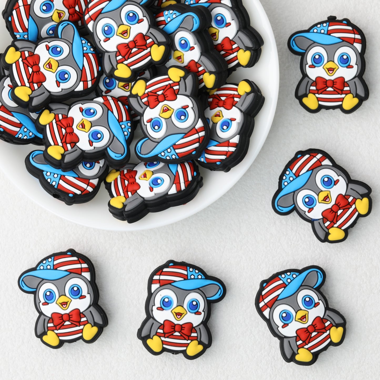 Gentleman Bow Tie Penguin Silicone Focal Beads 20 pcs