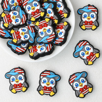 Gentleman Bow Tie Penguin Silicone Focal Beads 20 pcs