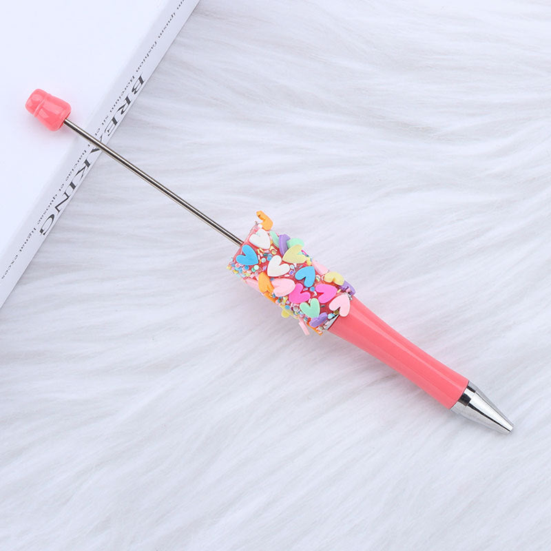 Beadable Pen with Heart Confetti and Rhinestone 15