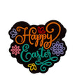 Silicone Focal Beads Happy Easter Heart With Pastel Flowers