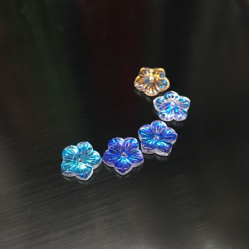 Czech Glass Beads Petals Pentagonal Plum Blossom 14mm Sky Blue 100pcs 6