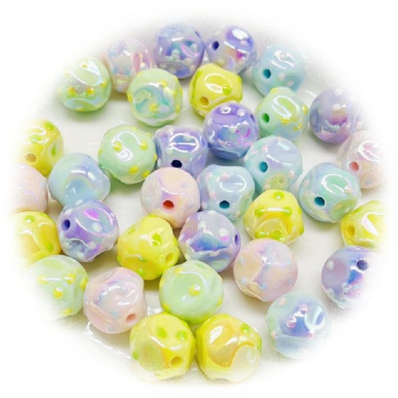 UV Finish Dot Acrylic Beads 16mm Pastel Colors 10pcs 5