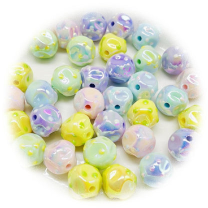UV Finish Dot Acrylic Beads 16mm Pastel Colors 10pcs 5