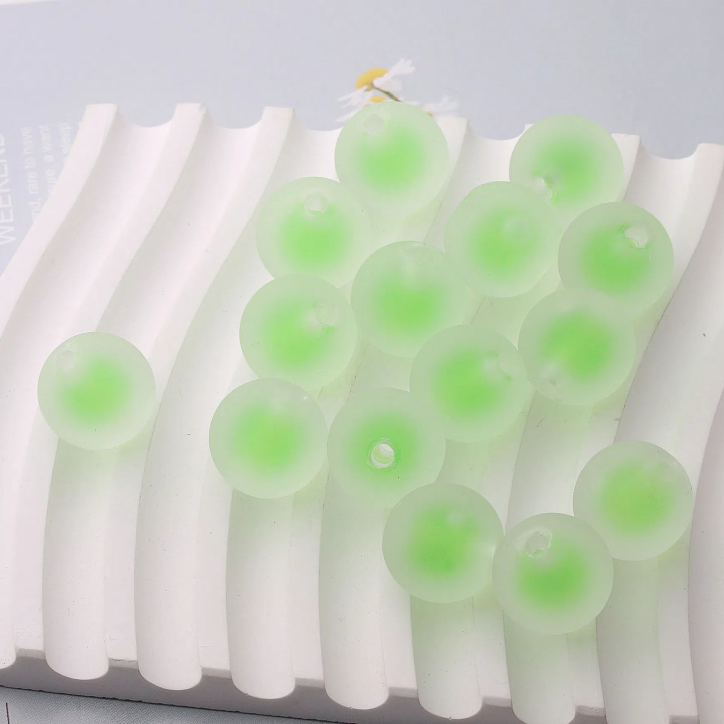 Rubberized Matte Acrylic Beads 16mm Frosted Colorful Core 50pcs 11