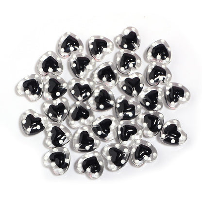 Dot Heart Acrylic Beads 12mm Colorful Centers 5pcs 6