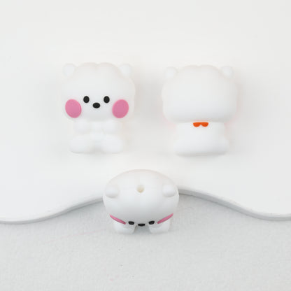 3D Animal Silicone Focal Beads Cute Rabbit Dog Design 20pcs