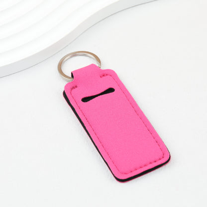 Neoprene Sublimation Lip Balm Chapstick Holder Keychain Solid Color