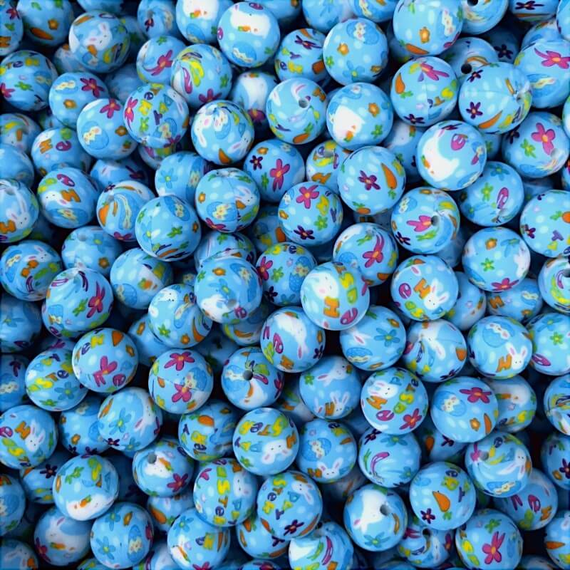 15mm Silicone Beads Pink Blue Yellow Cute Rabbit Carrot Flower 50pcs 2
