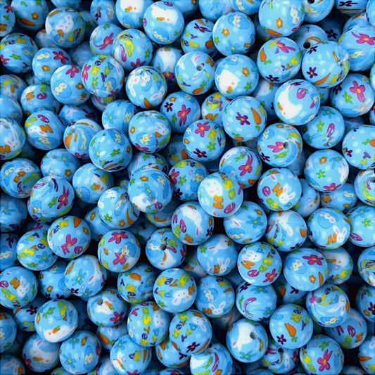 15mm Silicone Beads Pink Blue Yellow Cute Rabbit Carrot Flower 50pcs 2