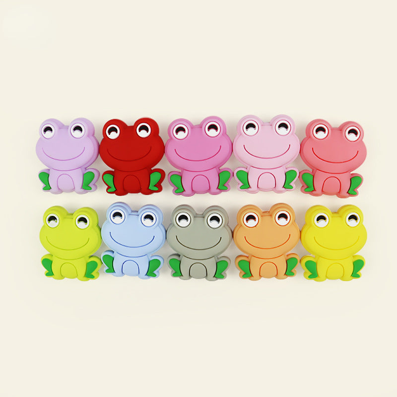 Silicone Focal Beads Frog Smiling Face Sitting Pose 10pcs