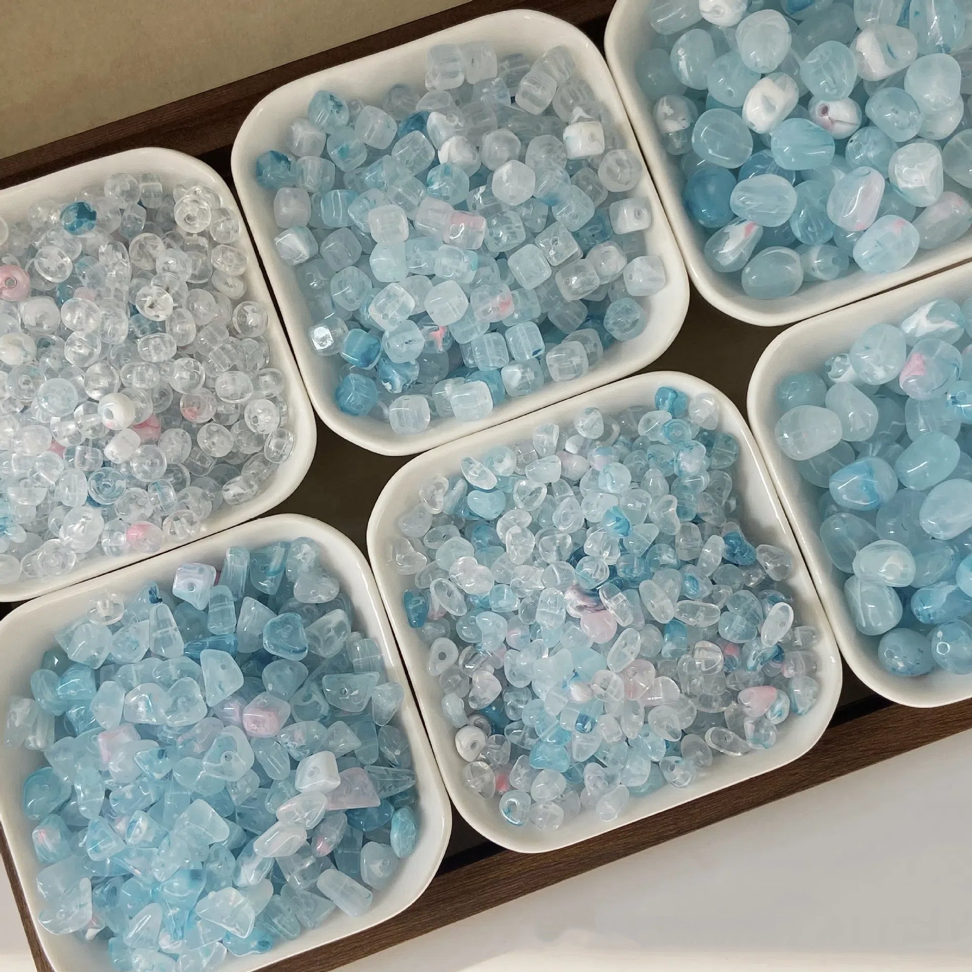 Imitation Jade Glacier Blue Acrylic Beads Smooth Nature Shapes 10g