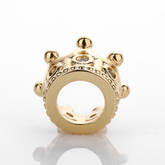 Copper Crown Spacer Beads 10.8x7.2mm Inlaid with Zircon 10pcs 2