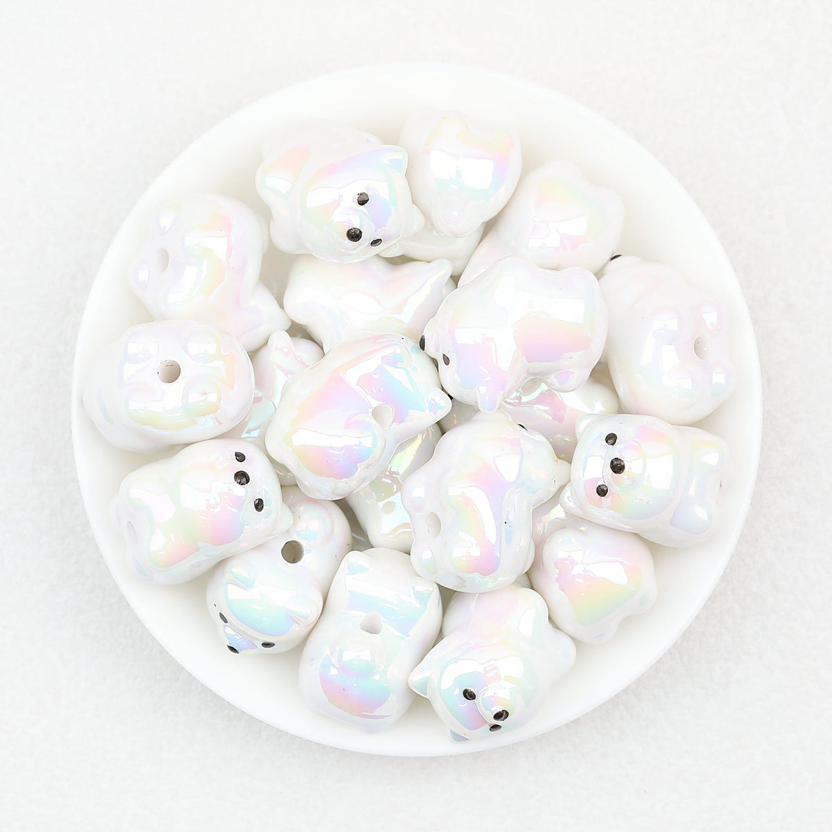 Cute Dog Acrylic Focal Beads 22mm 10pcs - White