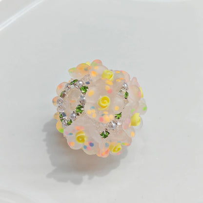Embellished Bubblegum Beads 18mm Matte Confetti Floral 4pcs 7