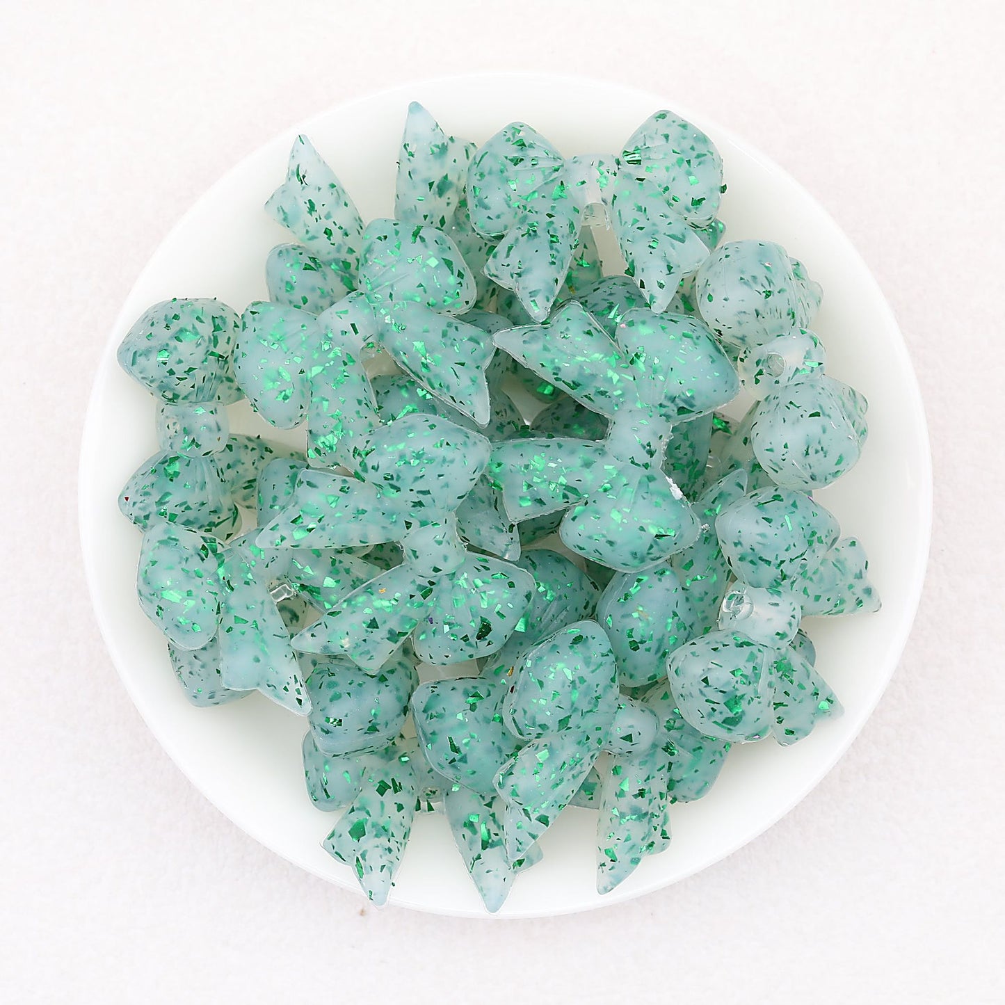 Sparkling Bow Shaped Silicone Focal Beads Glitter Effect 20pcs - Color 7