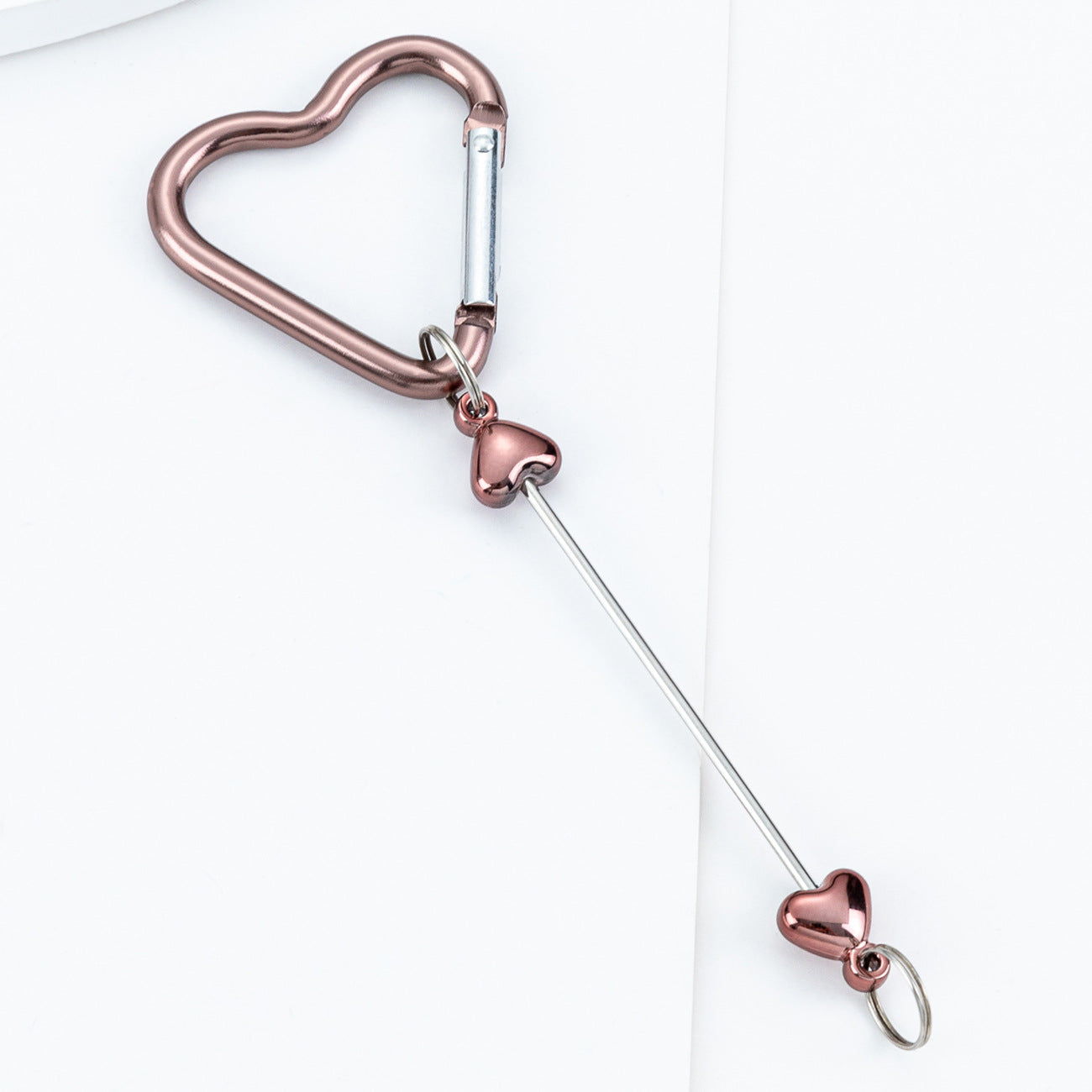 Beadable Metal Carabiners Heart-shaped With Bars