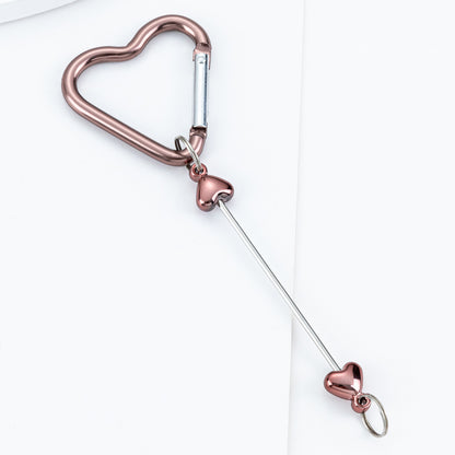 Beadable Metal Carabiners Heart-shaped With Bars
