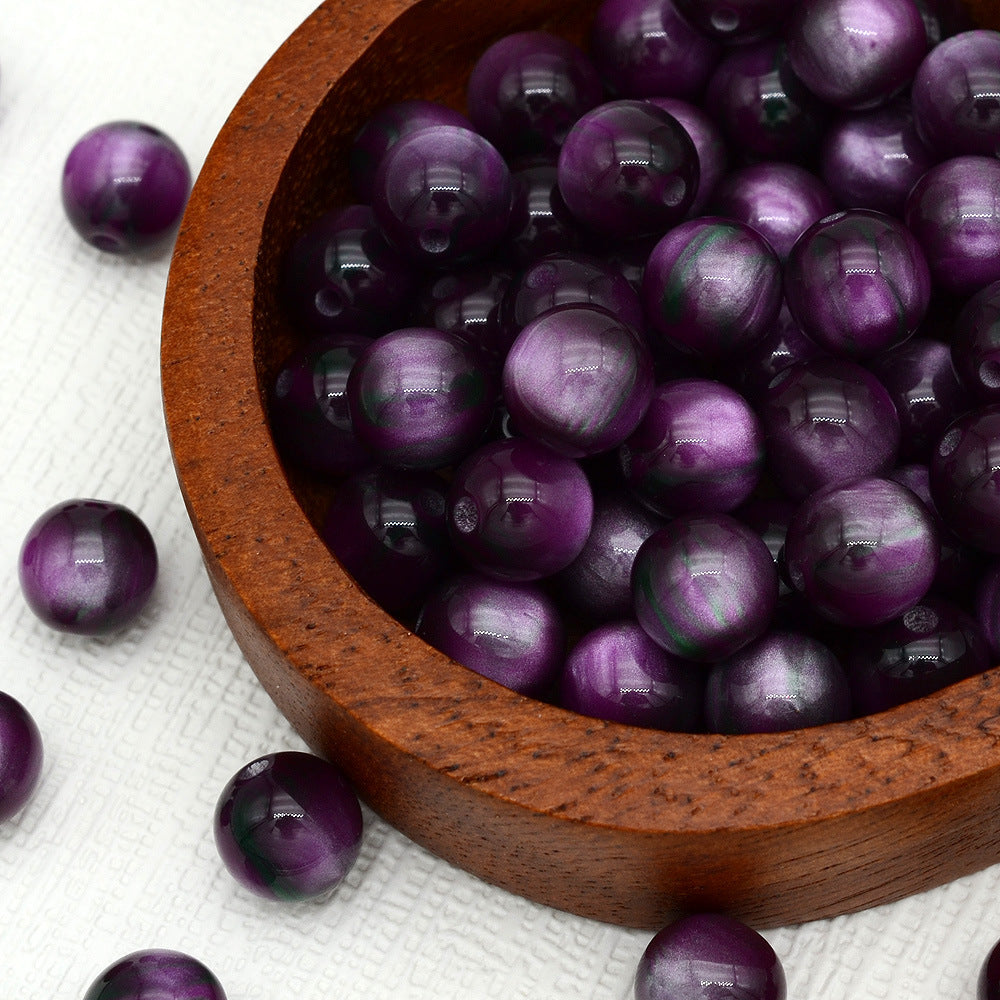 Resin Round Beads 8mm 10mm Starry Lacquer Effect 100pcs 15