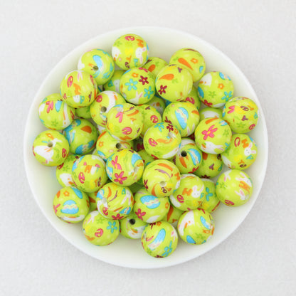 Easter Pattern 15mm Silicone Beads Printed Design 50pcs 3