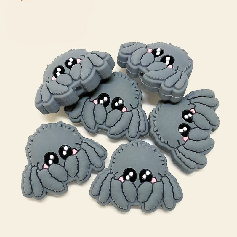 Silicone Focal Beads Octopus Fish Shy Expression Grey 20pcs