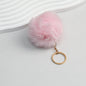 Pom Pom Keychain Plush Violet Faux Fur Ball Gold Ring 8cm