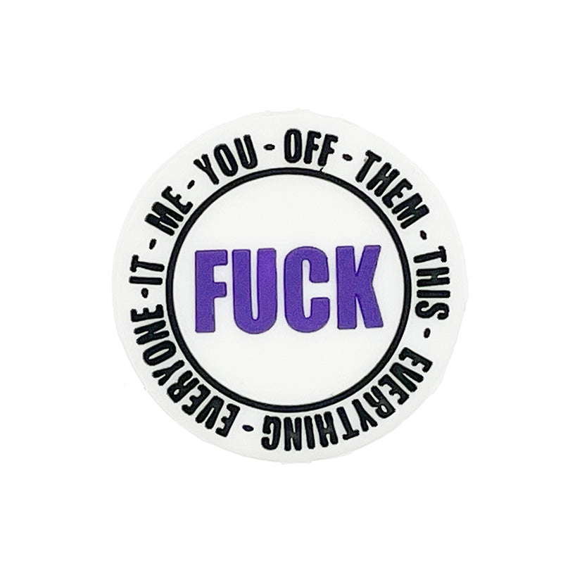 Silicone Focal Beads Bold Text Circular FUCK Edgy Style 20pcs 4