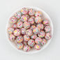 15mm Patterned Printed Silicone Round Beads Bright Colors 50pcs - Phoenix Tail