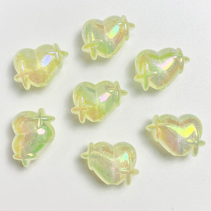 UV Finish Heart Star Acrylic Beads 14x20mm Glow In The Dark 50pcs 10
