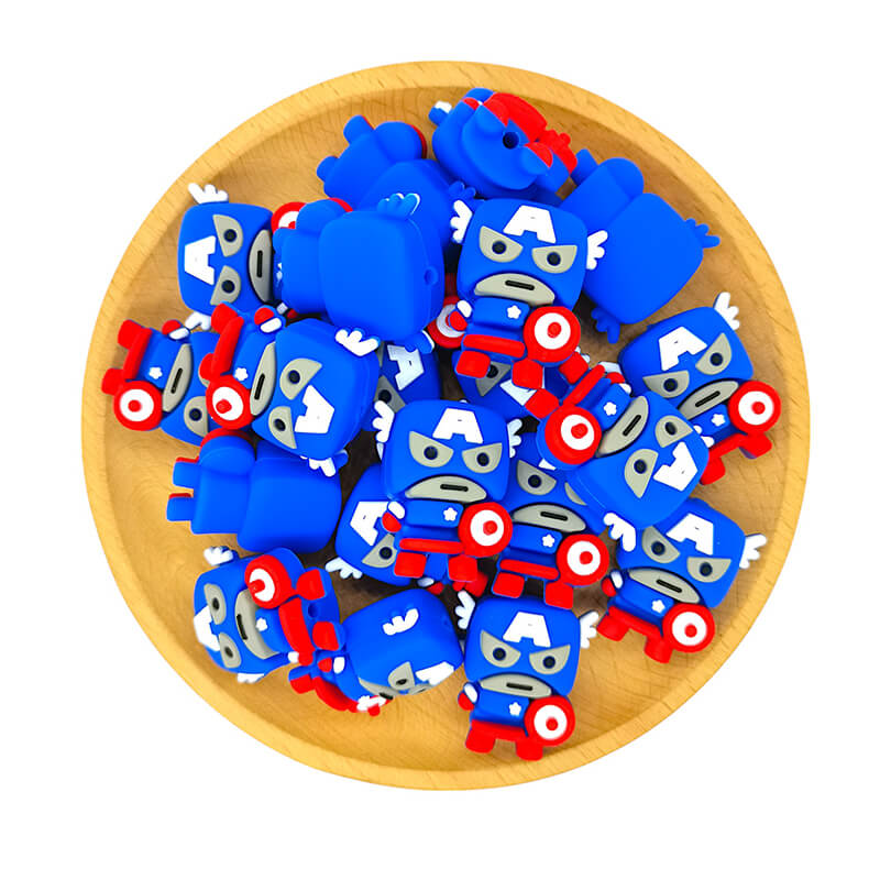 Silicone 3D Focal Beads Little Warrior Holding Shield 2