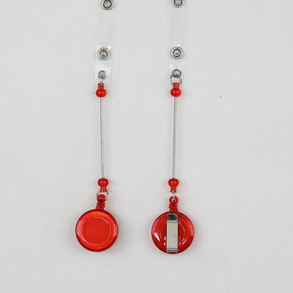 Beadable Badge Reels Retractable ID Keychain Clip - Transparent Red