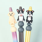 Silicone 3D Focal Beads Puppy Sitting Pose Smiling Face 20pcs 9