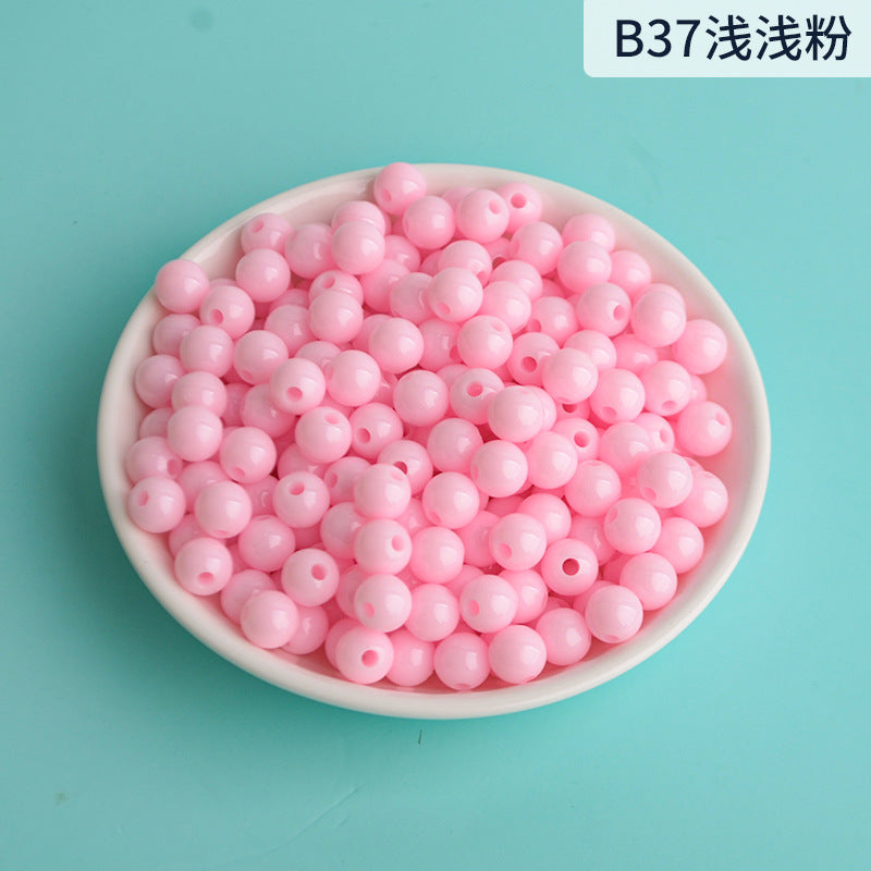 Solid Color Round Acrylic Beads 8mm 100g 15