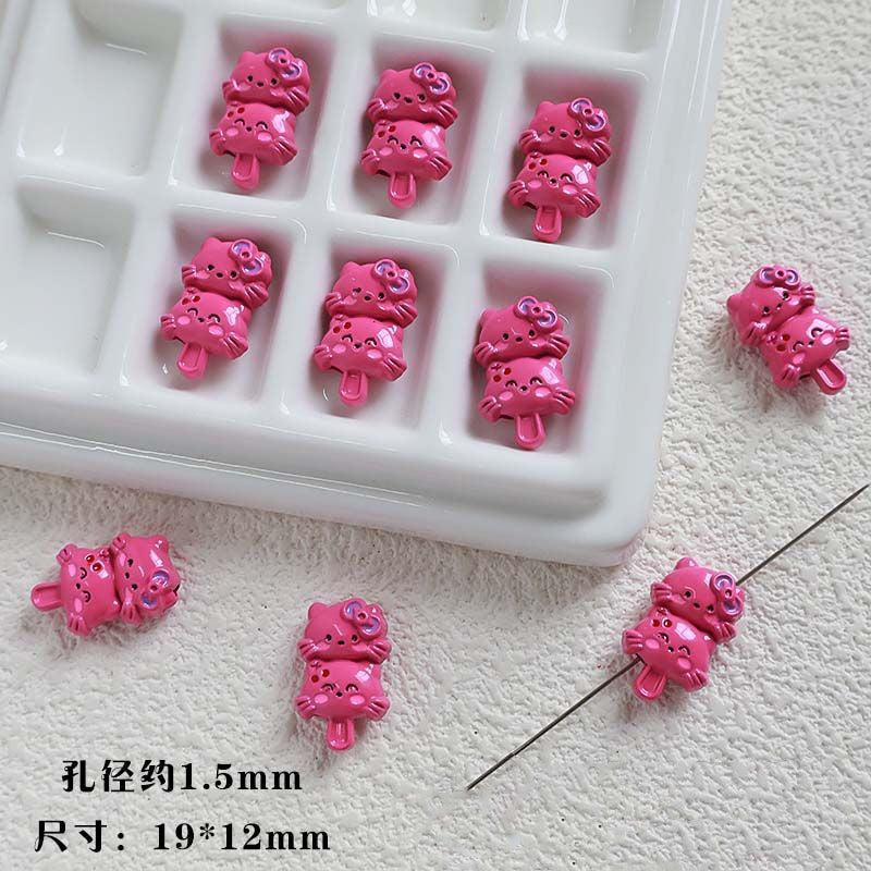 Double Kitty Stack Metal Beads 19mm Painted Alloy 10pcs 3